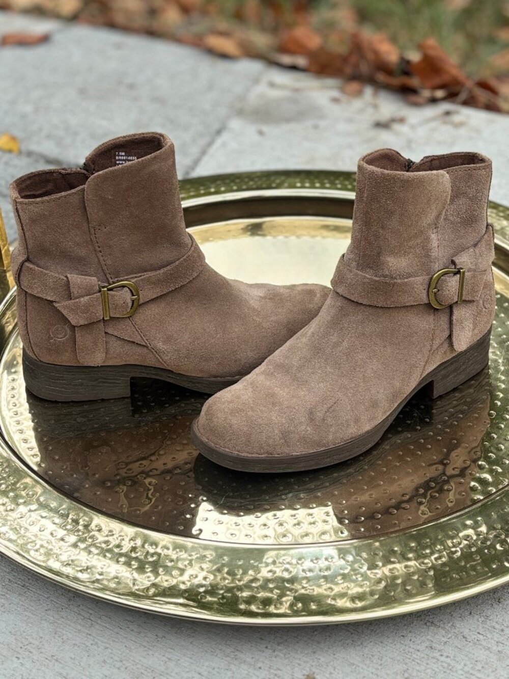 Born  "Leather Upper" Ankle Boots - Brown 7.5